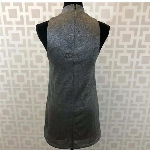 Urban Outfitters Silence + Noise Silver Metallic Choker Mini Dress Sparkle Party - Picture 3 of 4